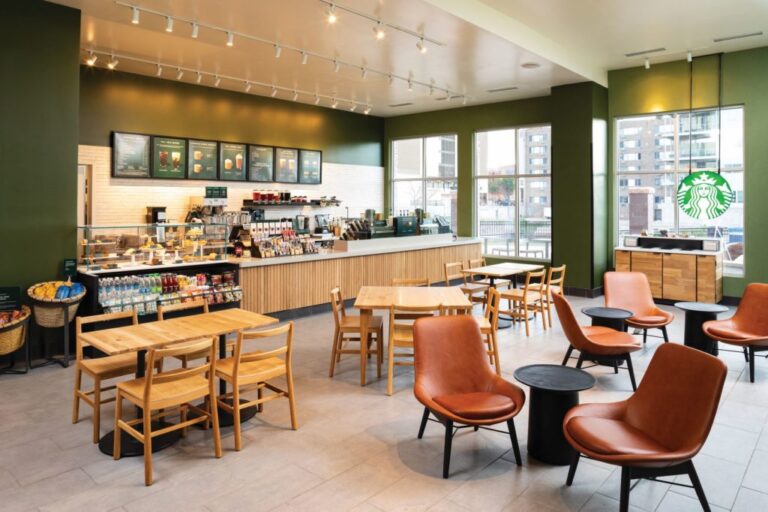 Starbucks lobby and seating in downtown Sioux Falls.